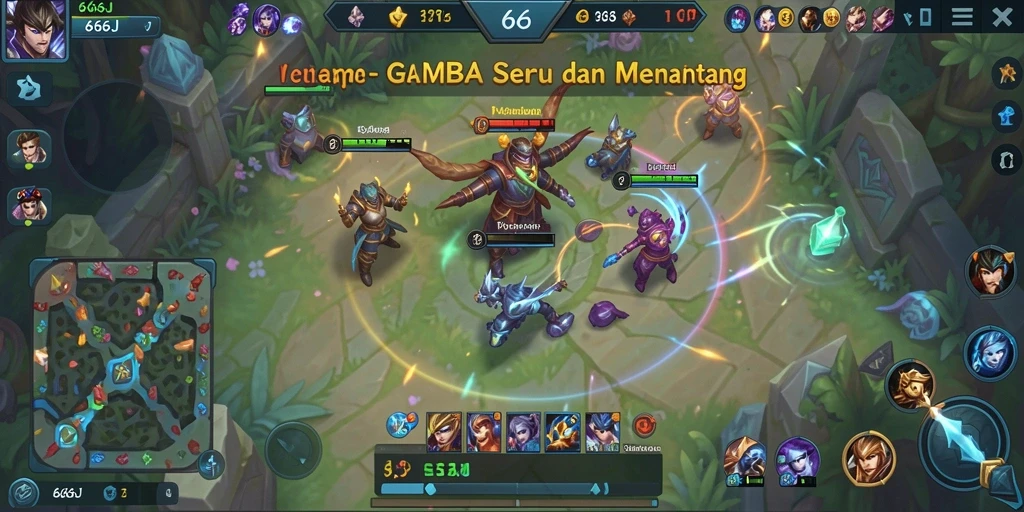 Gameplay MOBA seru dan menegangkan di 666J.