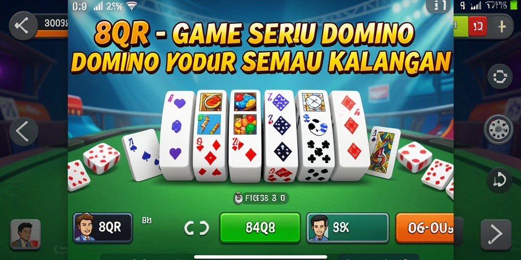 Screenshot dari gameplay seru 8QR yang menampilkan domino.