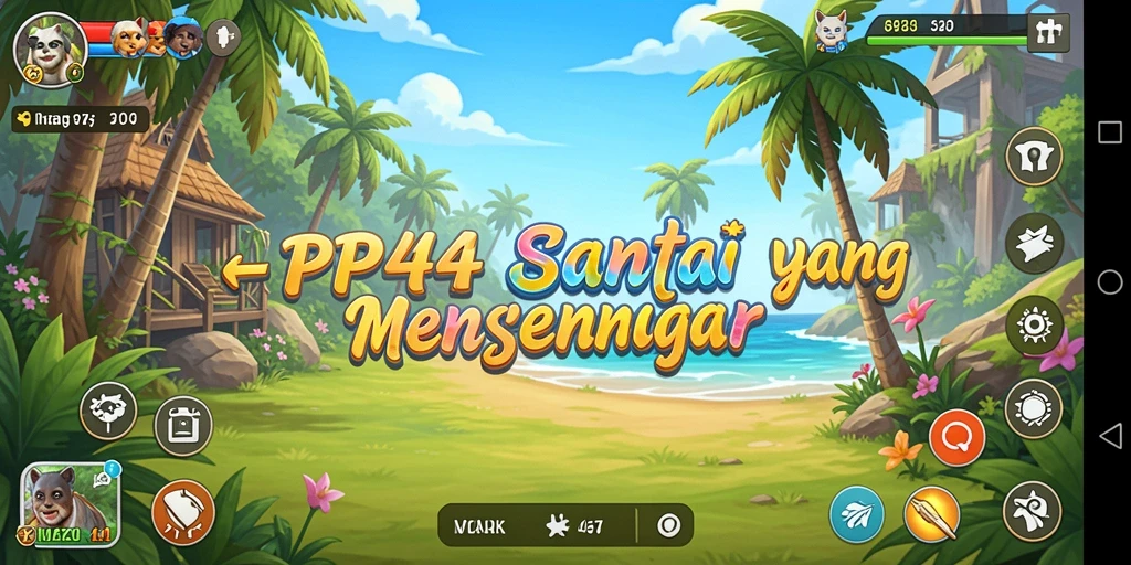 Tampilan gameplay PP444 yang cerah dan penuh warna.
