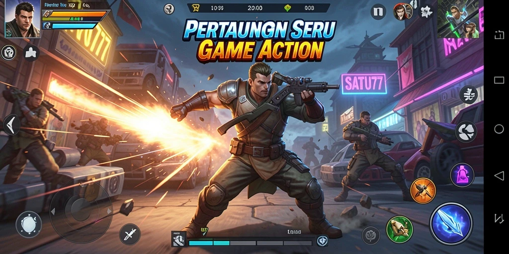 Tampilan seru gameplay SATU77 dengan aksi pertarungan yang mendebarkan.